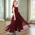 thumbnail image 4 of Chiffon Junior Bridesmaid Dress for Teens Asymmetrical Sleeveless Design Adjustable Waistband Flower Girl Dress for Girls Formal Dress-Cabernet-2Y, 4 of 9