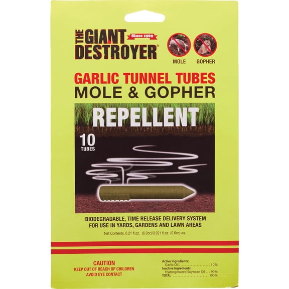 Atlas Chemical Mole Repellent Liquid - Repellent - 10 Pack, 10 0.21 fl. oz. Tubes, Brown