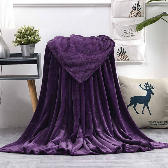 PATLOLLAV Fleece Blanket Dark Purple Throw Blankets for Couch and Bed,Luxury Plush Cozy Fuzzy Blanket 27.6 x 19.7 Inch,Ultra Soft Warm Lightweight Throw Blanket for Travel Camping