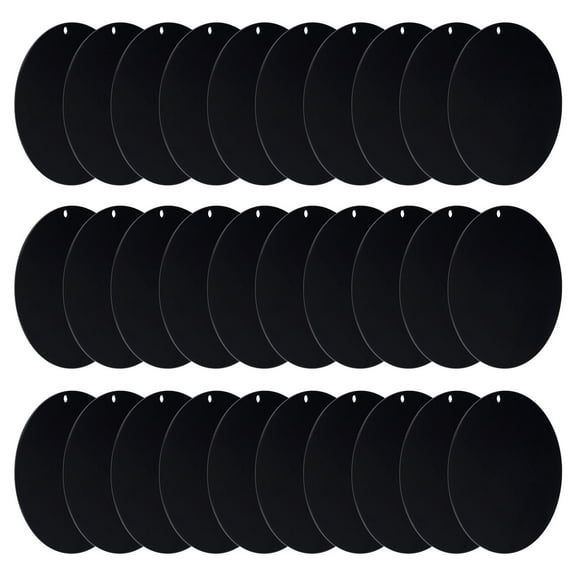 Acrylic Circle Blanks 3 Inch, 30 Pack Round Clear Disc Ornaments with Hole, Black