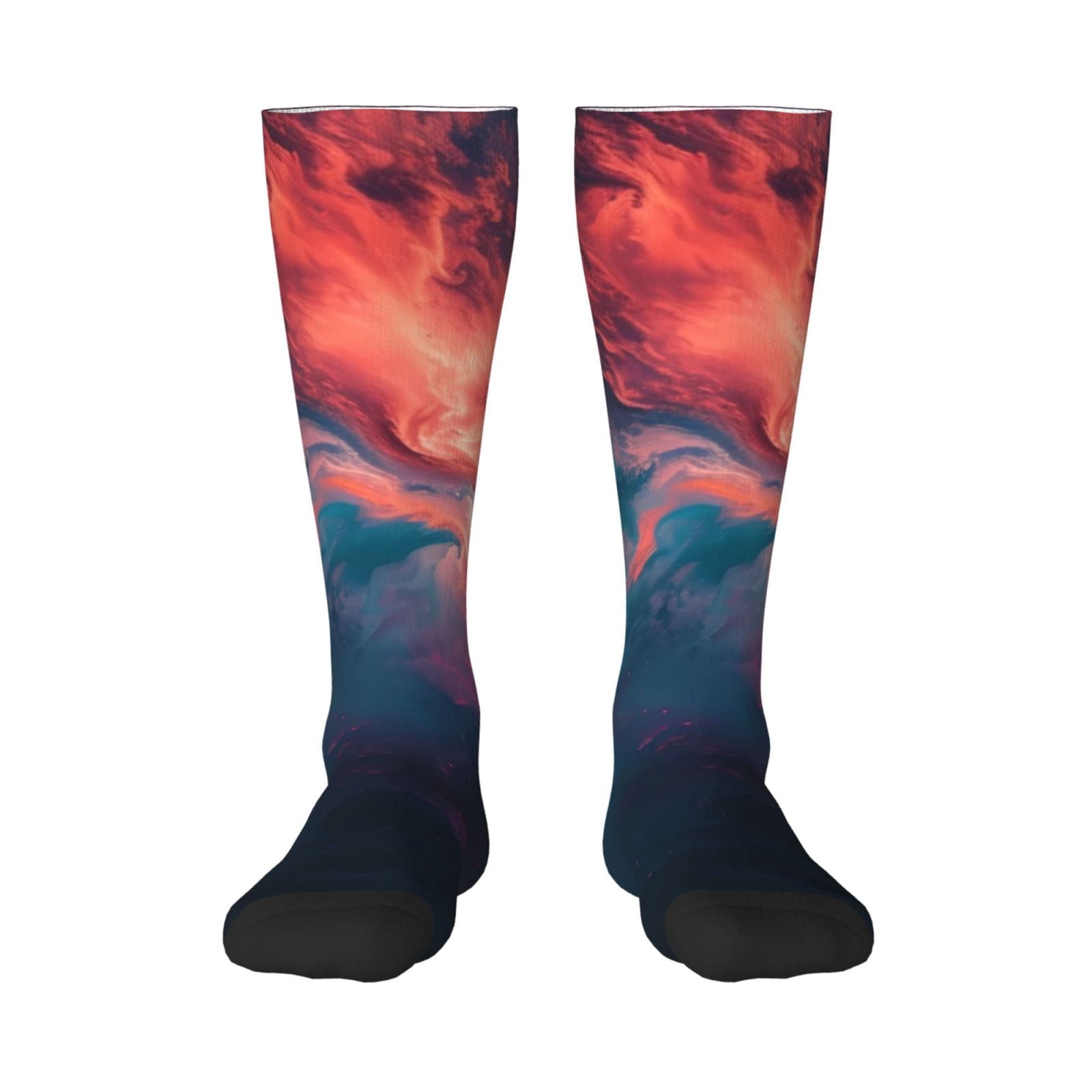JUNZAN Chaussettes Hautes Chauffantes Motif Tourbillon Cosmique