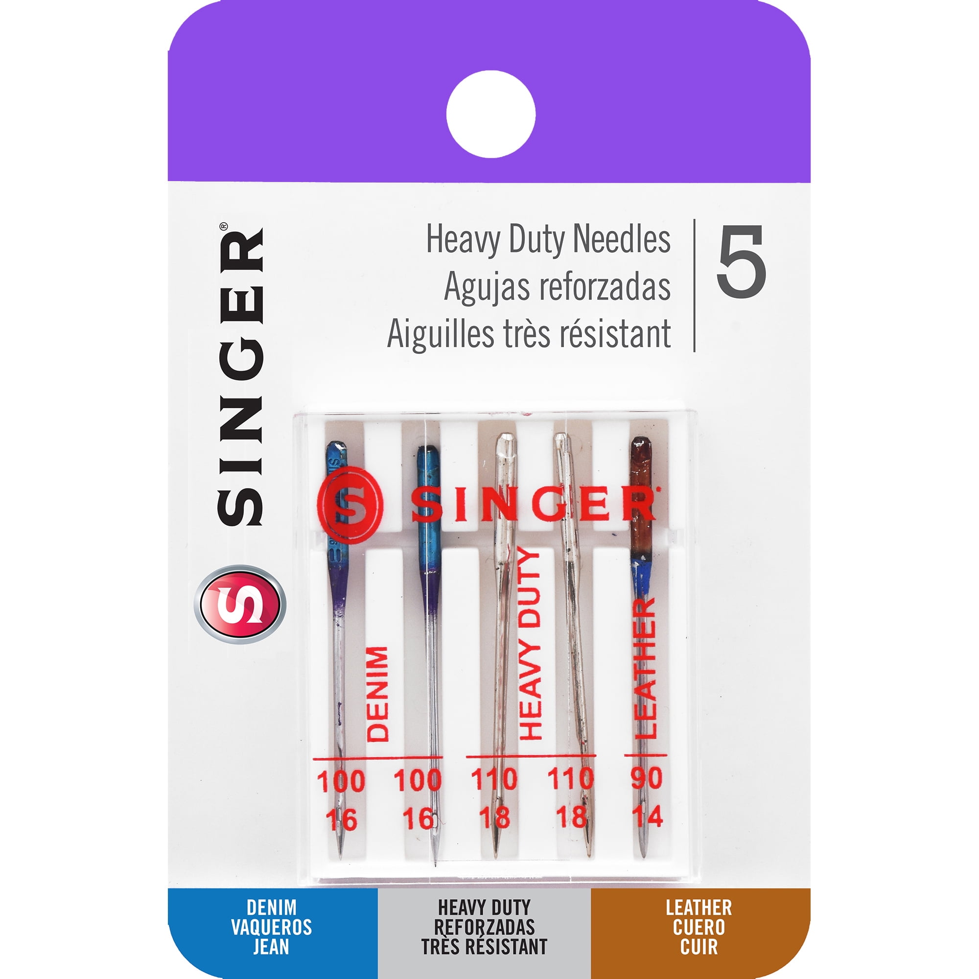 Singer 2108 3-Pack Flat Shank Denim Needles Size 100/16 For Home Sewing Machine 