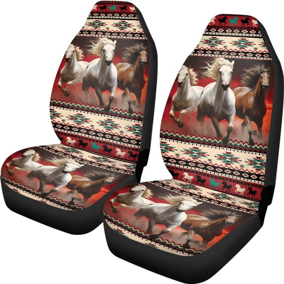 XYZCANDO Auto Seat Covers Horse Print 2 pcs Car Seat Covers Protective SUV Truck Sedan Waterproof Thick Front Seat Cover