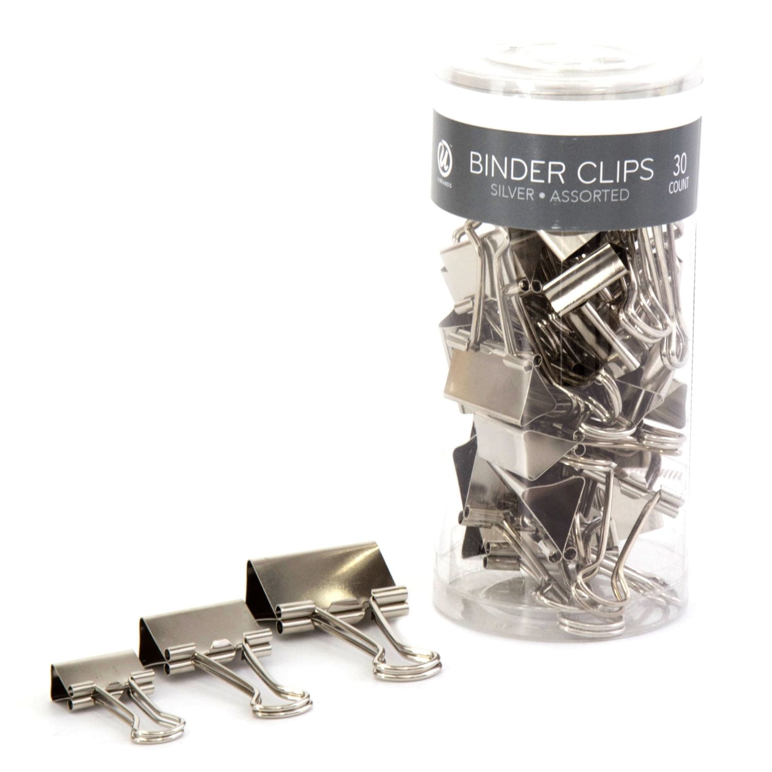 U Brands Binder Clips, Assorted Sizes, Silver Steel, 30Count