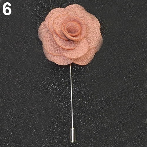 Ayyufe Unisex Camellia Flower Handmade Boutonniere Stick Brooch