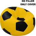 thumbnail image 3 of Ample Decor Soccer Leatherette Bean Bag Cover (Filler Not Included), Double Stitched, Ideal for Children and Teenagers - Yellow & Black, 3 of 6