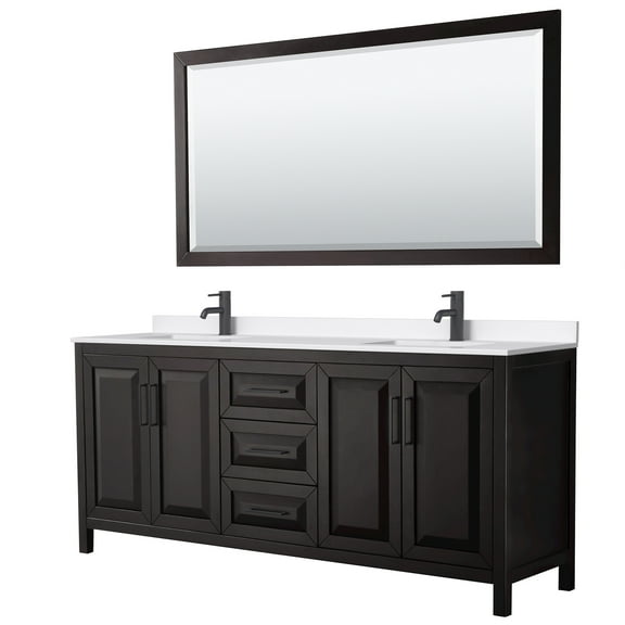 Wyndham Collection Wcv252580d-Qtz-Unsm70 Daria 80" Free Standing Double Basin Vanity Set -