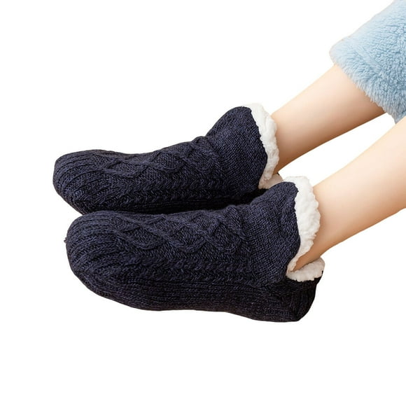 2 Pcs Adulte Enfants Chaussettes Épaisses Chaudes Douces Respirantes Chaussettes Lit Chaussettes Chauffantes Chambre Salon Dortoir Noir 35 à 39