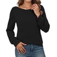 thumbnail image 2 of Ribbed Knit Sweatshirts for Women 2025 Long Sleeve Crewneck Plain Sweatshirt Pullover Tops Fall Winter Outfits, 2 of 6