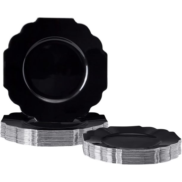 Disposable Plastic Dinner Plates (10 Piece), Heavy Duty Disposable