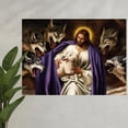 thumbnail image 2 of Lotusprinthandmade Jesus Protects Lamb From Wolf Poster 12" x 18”, faith-based christian wall art, religious decor, 2 of 5