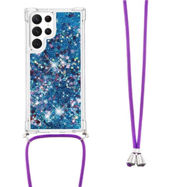 Funda FOXDOCK para Samsung Galaxy S21 Ultra con Cuerda Ajustable, Brillo Líquido, Protección Antigolpes y Lente – Ideal para Regalo