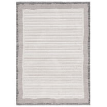 SAFAVIEH Jade Dulcibella Bordered Polyester Area Rug, Ivory/Beige Black, 4' x 6'