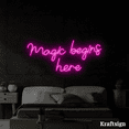 thumbnail image 3 of Craftnamesign Magic Begins here Neon Sign, Quotes LED Signs, Bedroom Decor, 3 of 4