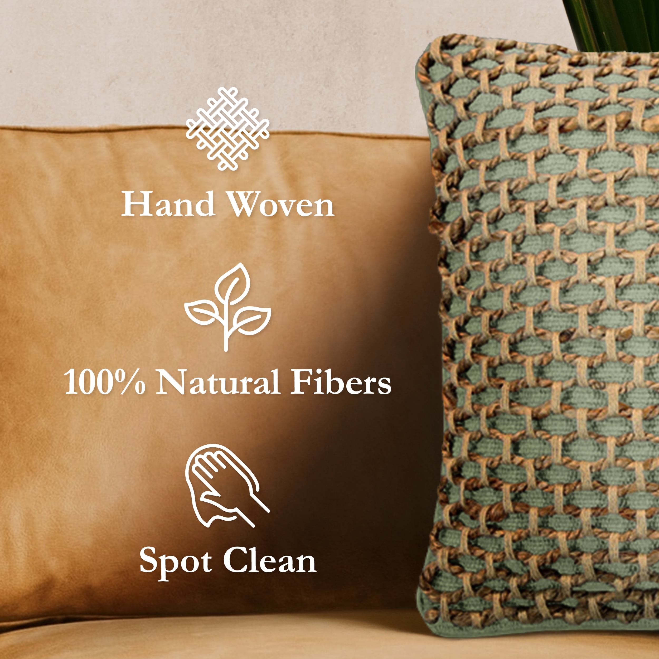 Boho Living Jada 20"x20" Sage Green Decorative Pillow