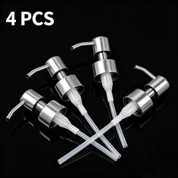 Vruelia 4Pcs Soap Dispenser Pump Replacement Stainless Steel Lotion Dispenser Pump for Regular 28/400 Neck Bottles for Bathroom