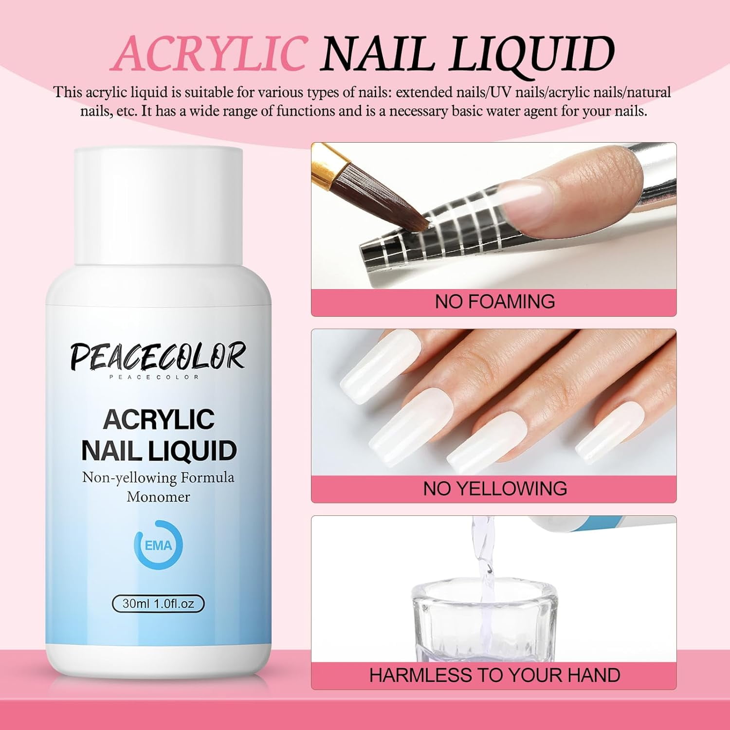 NeoMart - Acrylic Nail Kit for Beginners,Clear/White/Pink Acrylic Powder Set Nail Drill U v light Nail Kit for Beginner 100PC Fake Tips Brush Manicure Tools for Extensions Starter Set DIY Home Salon