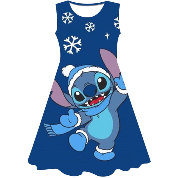 Niñas Stitch princesa vestido chico verano dibujos animados Disney Stitch 3D vestidos de manga corta vestido de fiesta de cumpleaños sin mangas ropa 6T Gao Jinjia LED