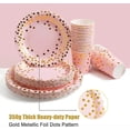 thumbnail image 2 of Pink and Gold Party Supplies Disposable Dinnerware Set Serves 25 Gold Dots on Pink Paper Plates Cups and Napkins, Gold Plastic Knives Spoons Forks fo, 2 of 4