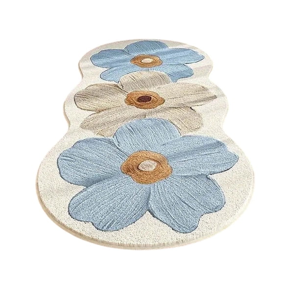huayou Scalloped Wavy Shape Rug, with Cute Flower Decoration, 62.9 x 19.6 in, for Living Room Bathroom Bedroom Entryway, Office, Home Decor