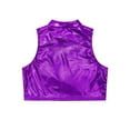 thumbnail image 4 of Haitryli Kids Girls Metallic Mock Neck Dance Crop Tops Athletic Vest Hip Hop Jazz Latin Costume Dancewear Purple 8, 4 of 5