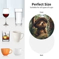 thumbnail image 6 of Pofeuu Jungle Hat Bear Print Coasters for Drinks, 4Pack PU Leather Coasters, Bar Drink Coasters for Tabletop Protection, Furniture from Damage-Round Shape, 6 of 6