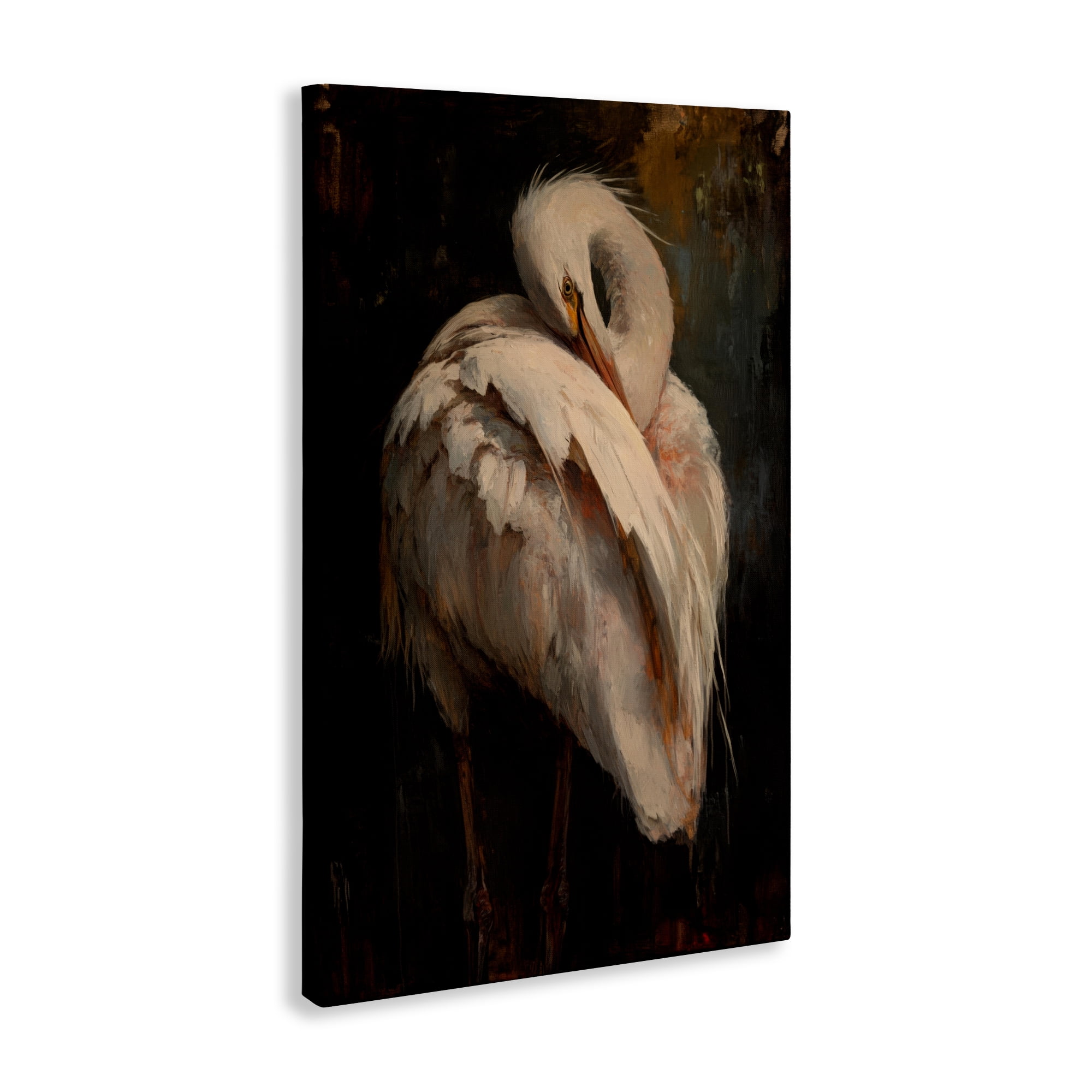 Stupell Industries Sleeping Egret in Golden Light Canvas Wall Art, design by Petal Prints Design