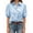 Blue, variant on Summer Short Sleeve Women Solid Button Down Casual Puff Blouse Tops