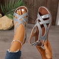 thumbnail image 3 of Rokment Womens Platform Wedge Strappy Gladiator Sandals Fashion Casual Orthotic Arch Support Walking Slingback Dress Sandals for Summer Silver Size 9.5, 3 of 7