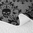 thumbnail image 5 of Homewish Halloween Skull Damask Twin Quilt Set,Gray Black Twin Coverlet Set,2-Piece, 5 of 7