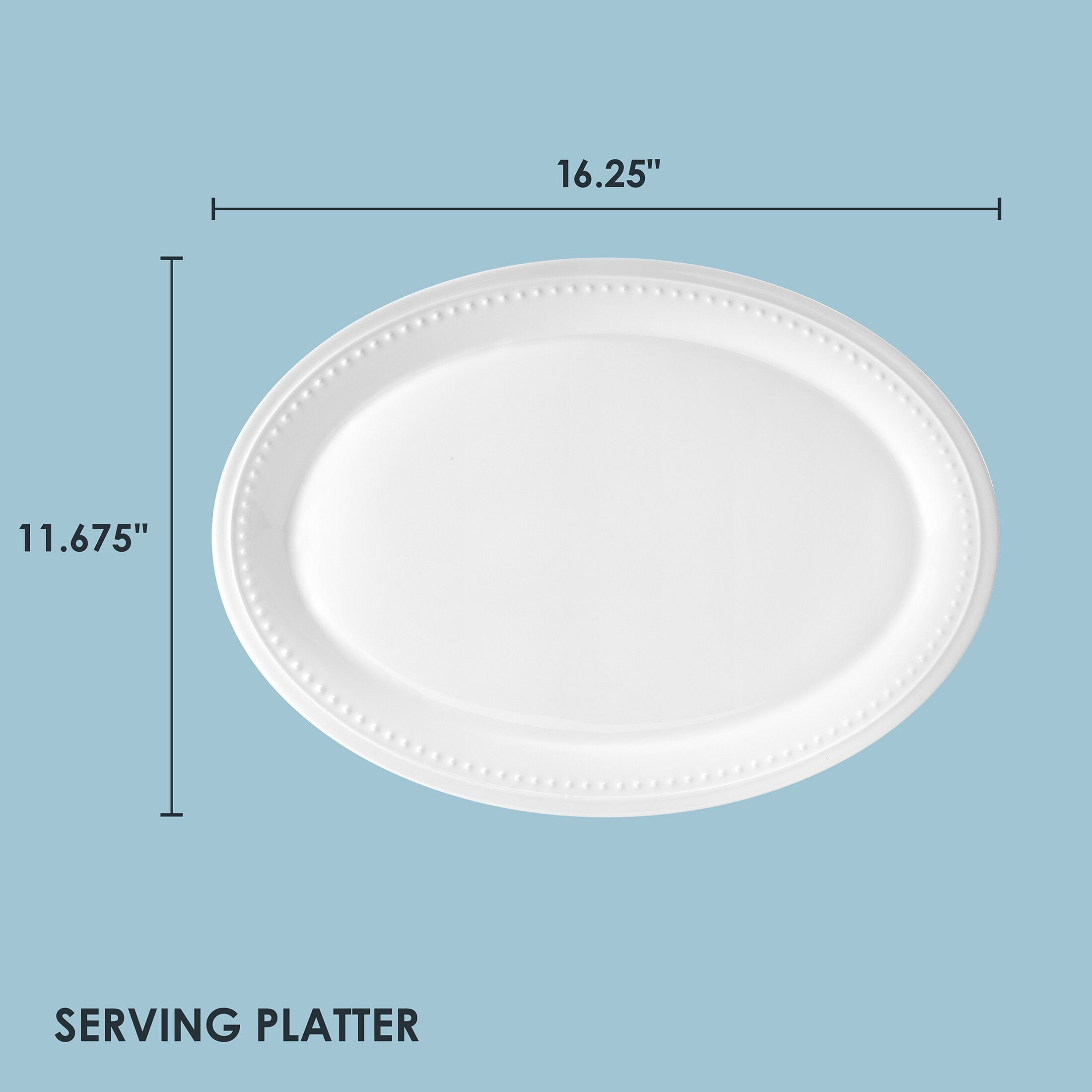 Fitz and Floyd 16-inch Nevaeh White Bone China Classic Bead Oval Serving Platter