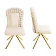 thumbnail image 4 of Aukfa Velvet Dining Chairs Set of 2, 360° Swivel Upholstered Accent Chairs for Bedroom/Living Room,Beige, 4 of 8