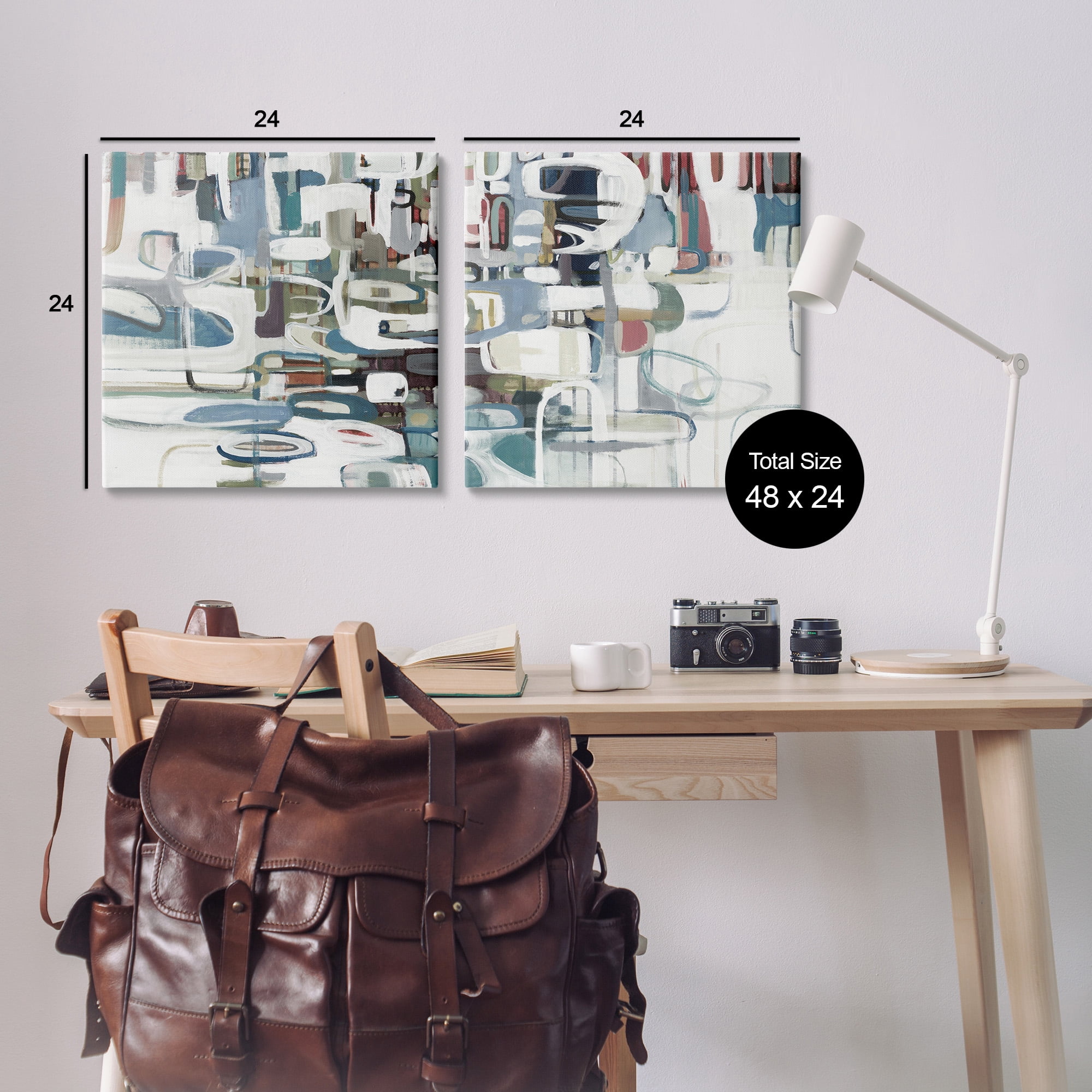 Stupell Industries Chaotic Intertwining Shapes Abstract Painting Gallery Wrapped Canvas Art Print Wall Art, 24 x 24, Set of 2