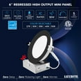 thumbnail image 5 of Luxrite 6 Inch LED Recessed Ceiling Light, 18W, 5CCT 2700K-5000K, 1800LM, Dimmable - Black 4-Pack, 5 of 7