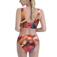 thumbnail image 3 of Daiia Oil Paintings of Elephants printed 2 piece Swimsuit Bikinis for Women High Waisted Racerback Bathing Suits Summer Tummy Control Scoop Neck Swimwear-XX-Large, 3 of 8
