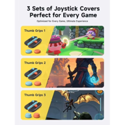 Thumb Grip Caps for Nintendo Switch 2, Anti‑Slip Ergonomic Joy‑Con Stick Covers, Black, 3 Pairs (6 Pcs)