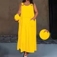 thumbnail image 6 of Karymi Plus Size Solid Color Sleeveless Maxi Dress, Casual Scoop Neck Overall Style Long Dress with Pockets, Loose Flowy Summer Dress Cocktail Dresses for Women, 6 of 7