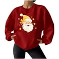 thumbnail image 5 of Xmas Waffle Sweatshirt with Santa Graphic Oversized Baggy Crew Neck Tops Novelty Christmas Fun Gift Fall Pullover, 5 of 7