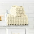 thumbnail image 3 of Modern Threads Wavy 6-Piece Adult Bath Towel Set, Quick Dry 100% Luxury Cotton, Ivory, 3 of 6