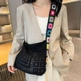 thumbnail image 3 of Spencer Crochet Bag Women Crochet Shoulder Bag Knitting Crossbody Handbag Floral Hollow Beach Tote Bag, Black, 3 of 9