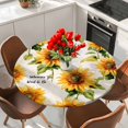 thumbnail image 2 of Vintage Sunflower Round Fitted Table Cover Watercolor Flowers Retro Farmhouse Waterproof Table Cloth with Elastic Edge Wipeable Tablecloth for Picnic Camping Party Fits 45"-54" Diameter, 2 of 8