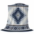 thumbnail image 6 of Blue Gray Boho Blanket Soft Cozy Warm Throw Blanket for Couch, Plush Fuzzy Flannel Fleece Blankets for Sofa, Southwestern Ethnic Abstract Geometric Bed Blankets Lightweight Gifts for Women, 50"x80", 6 of 9