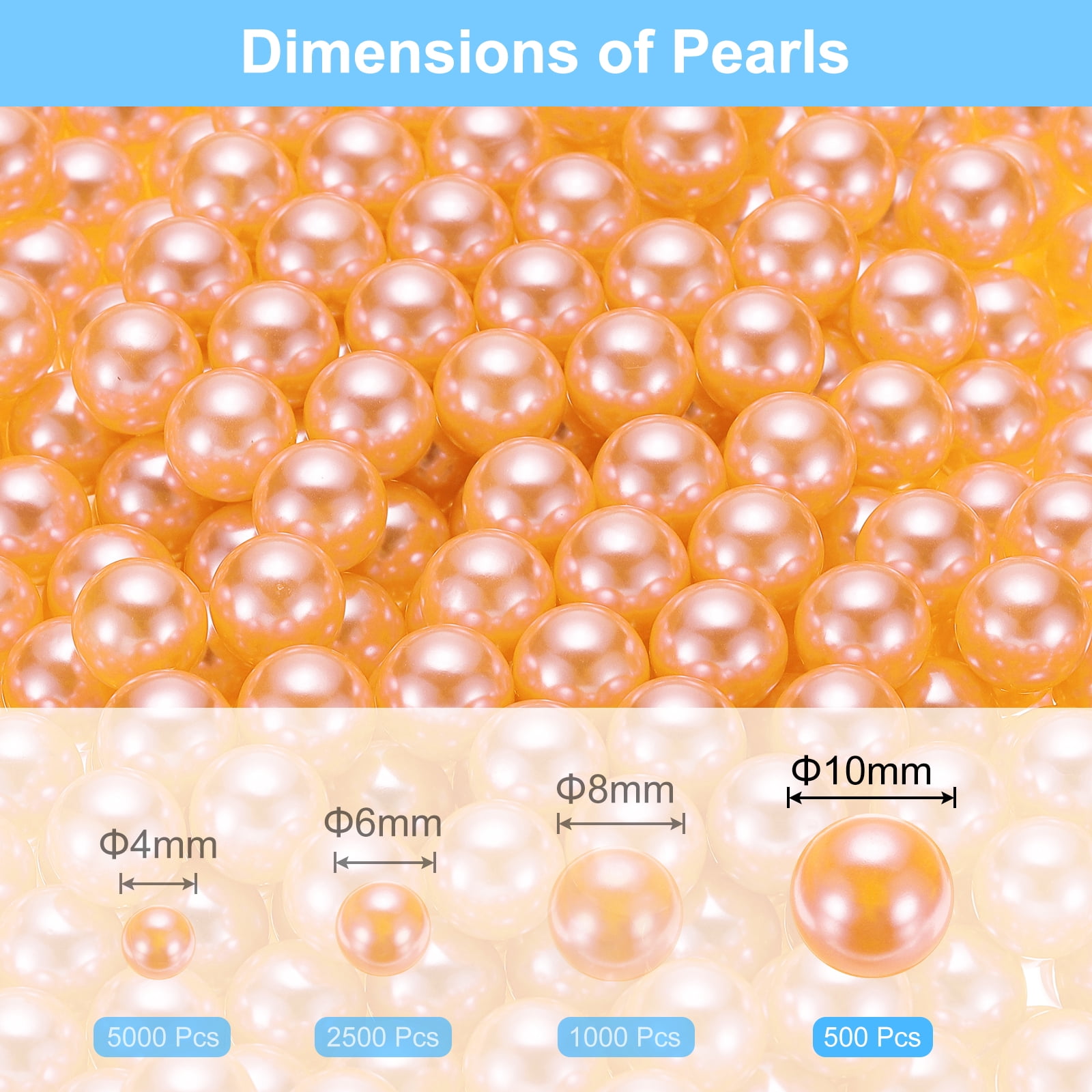 Unique Bargains Round Faux Pearl for Crafting No Hole Pearls for Vase Fillers Orange