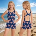 thumbnail image 2 of Shadoumai Girls Swimsuit One Piece Size 6 High Waisted Tankini Sets Quick Dry Color Block Girl Bathing Suit Stretch Strap Swimwear with Cover Up Beach Skirt, 2 of 6