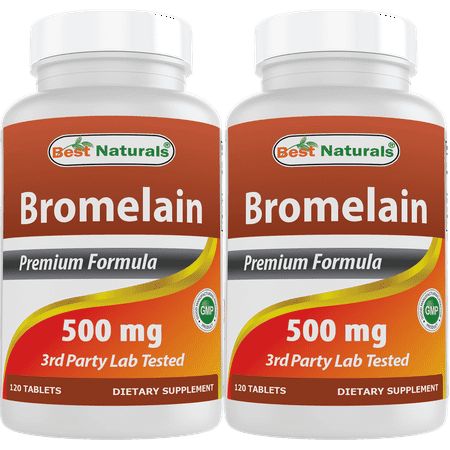 2 Pack Best Naturals Bromelain Proteolytic Digestive Enzymes Supplements  500 mg  120 Tablets - Supports Healthy Digestion  Joint Health  Nutrient Absorption