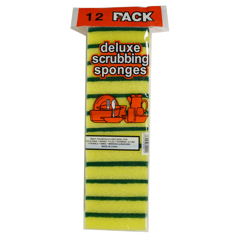 Clean Up 89992943 Scrub Sponge - 6L x 4W, Green/Yellow