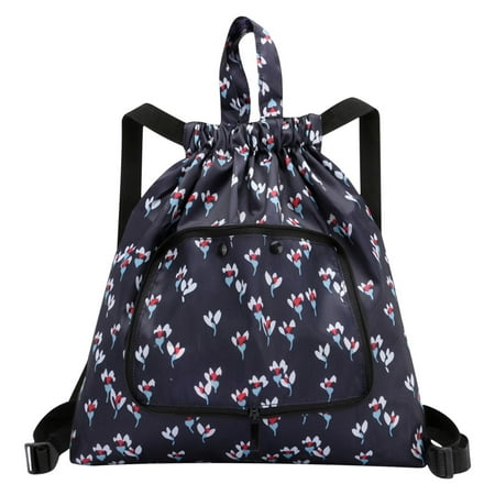 

Foldable Large Capacity Travel Backpack Drawstring Pocket Waterproof Ultra Light Nylon Cloth Multifunctional Print Foldable Bag Organizer