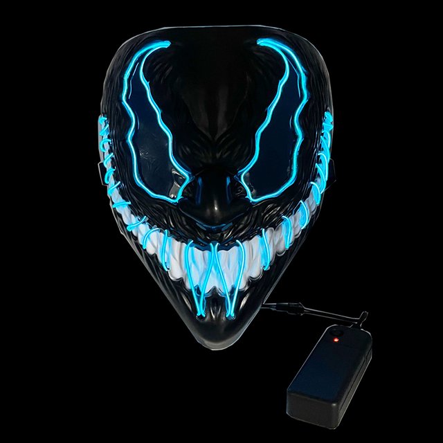 Máscara de demonio con luz LED, máscara brillante, banda ajustable, máscaras Cyberpunk para Cosplay