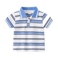thumbnail image 1 of YTDSCS T-Shirt d'Été pour Garçons, Manches Courtes, Rayé, Col à Revers, Doux, pour 2-12 Ans, 1 of 9
