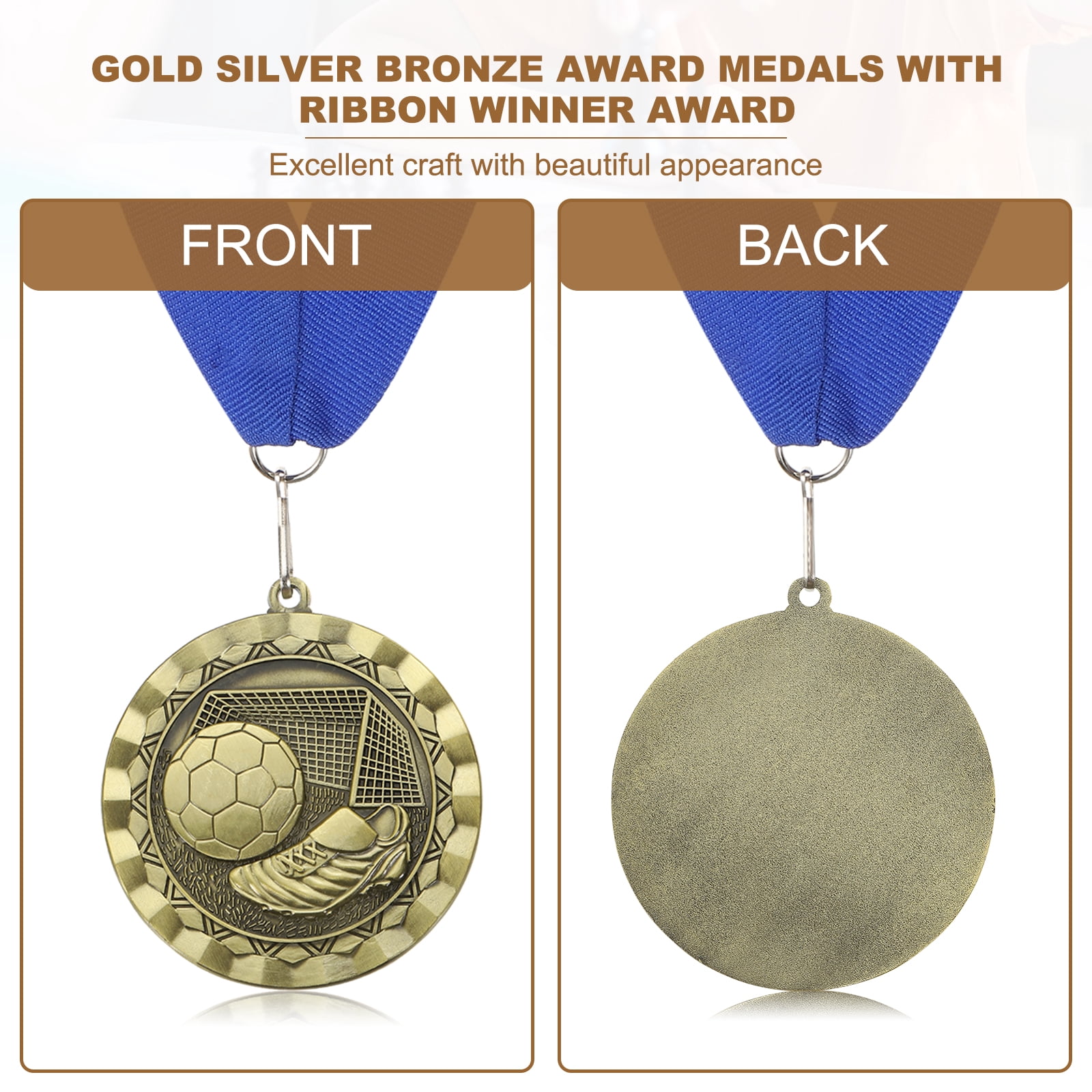 Uxcell Football Events Sneakers Embossing Award Medals with Ribbons, Winner Medals Prizes for Competitions Sports Party Red